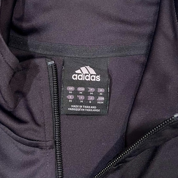 NWOT MENS ADIDAS BLACK/WHITE FULL ZIPPER TRICOT JACKET SIZE MEDIUM - Picture 4 of 5